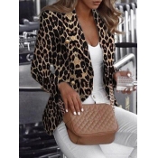Lovely Work Turndown Collar Leopard Print Blazer