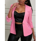 Lovely Casual Long Sleeve Stitching Pink Blazer