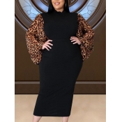 Lovely Plus Size Casual Leopard Print Patchwork Bl