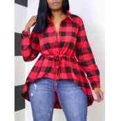 LW Plus Size Street Plaid Print Drawstring Asymmet