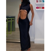 Lovely Sexy Turtleneck Hollow-out Black Ankle Leng