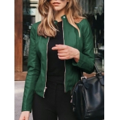 Lovely Formal Mandarin Collar Zipper Design Green 