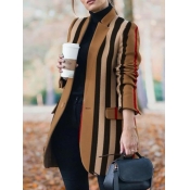 Lovely Plus Size Formal Striped Patchwork Pocket D