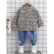 Lovely Casual Leopard Print Patchwork Broken Holes