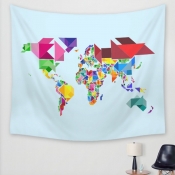 Lovely Map Print Patchwork Multicolor Wall Cloth