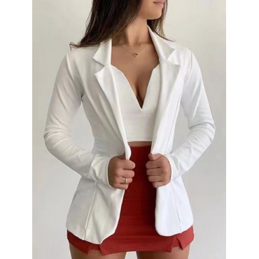 

LW BASICS Work Turndown Collar Long Sleeve White Blazer