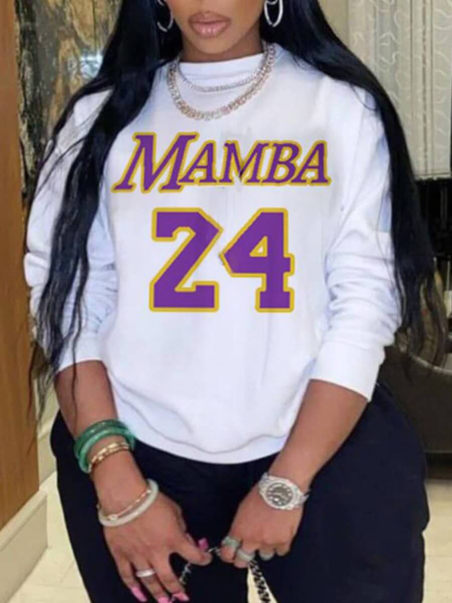 

Lovely Casual O Neck Letter Print White Plus Size Hoodie