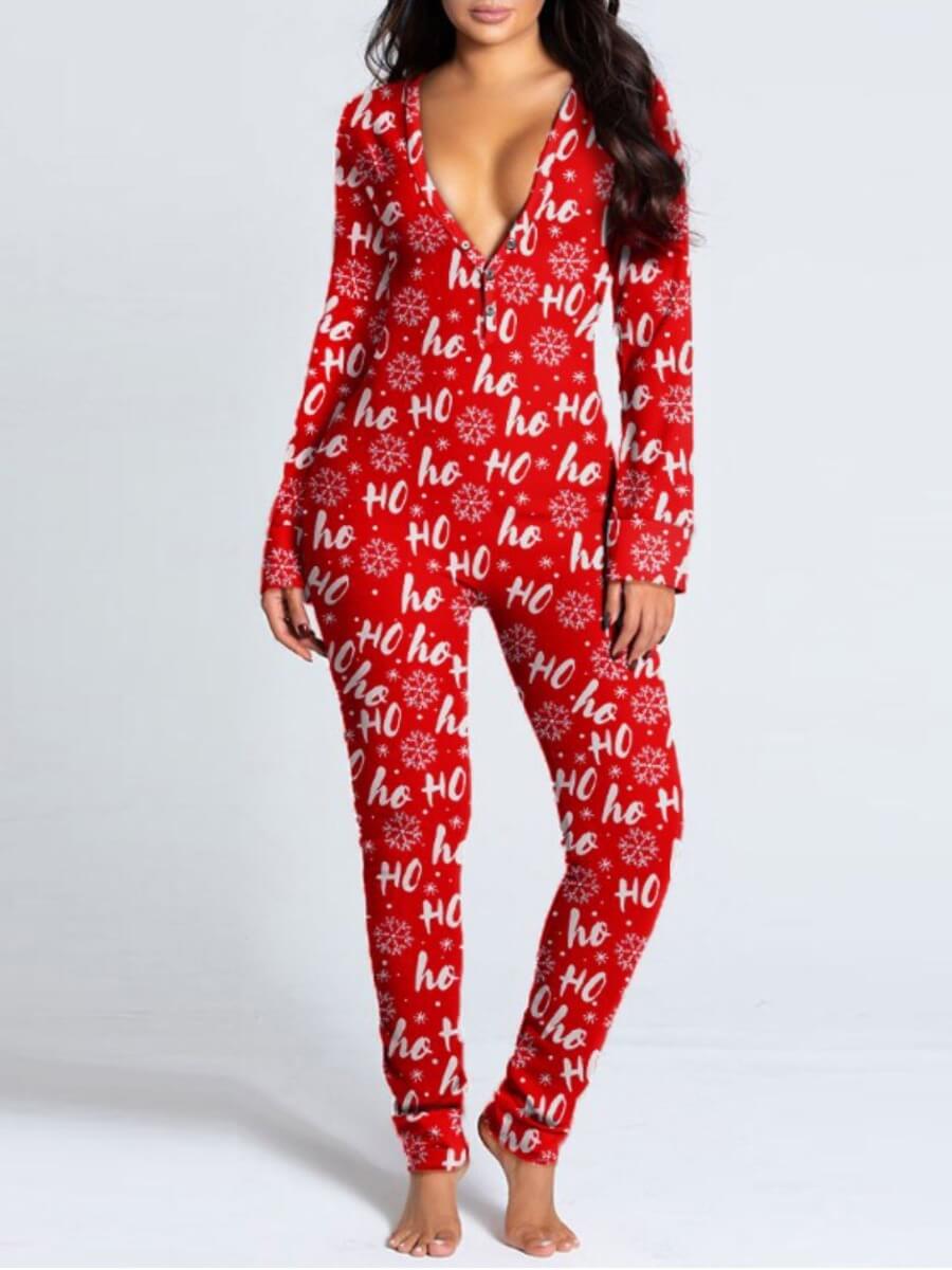 

Lovely Trendy Christmas Day Letter Print Red Sleepwear