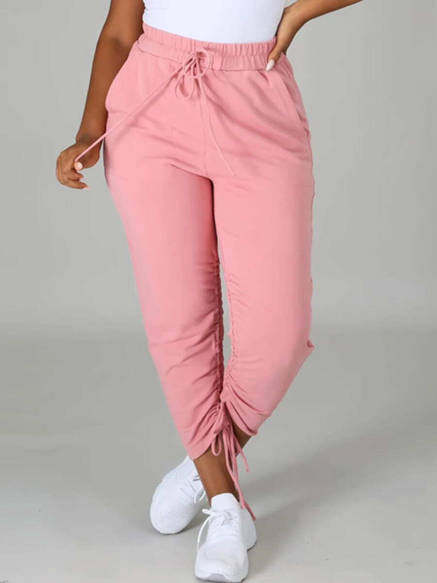 

Lovely Sportswear Mid Waist Drawstring Pink Pants