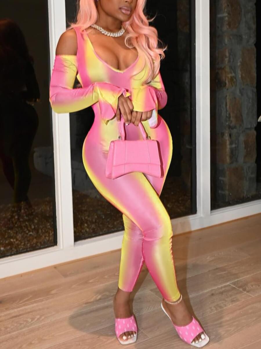 

Lovely Chic Gradient Hollow-out Pink One-piece Jumpsuit(No-positioning Printing