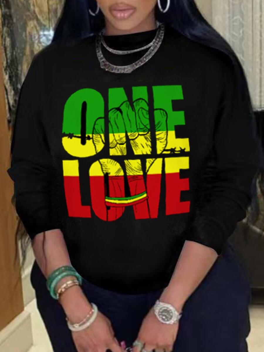 

Lovely Casual O Neck Letter Print Black Hoodie