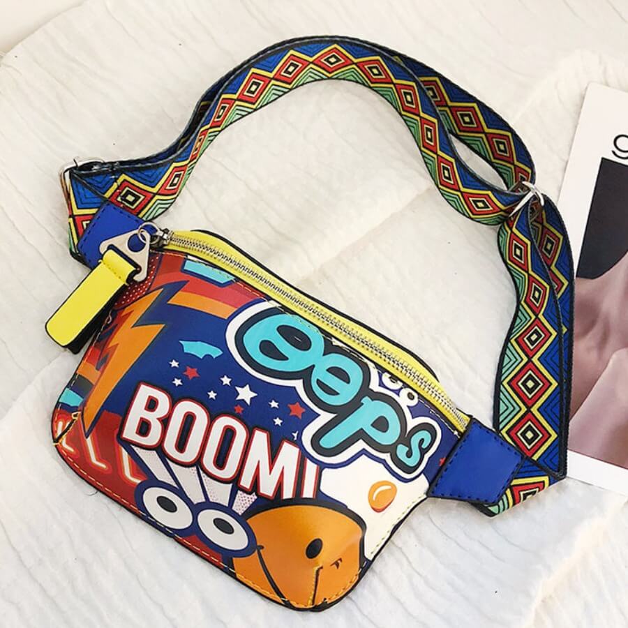 

Lovely Street Letter Print Patchwork Yellow Crossbody Bag