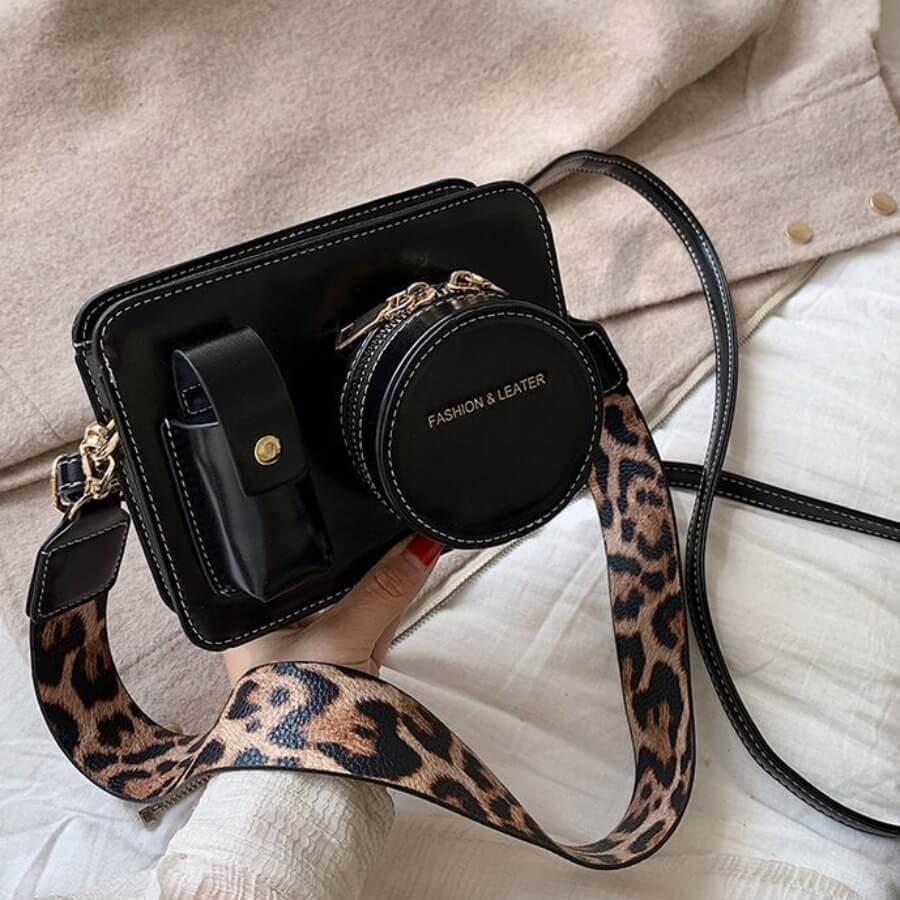 

Lovely Street Leopard Print Strap Black Crossbody Bag