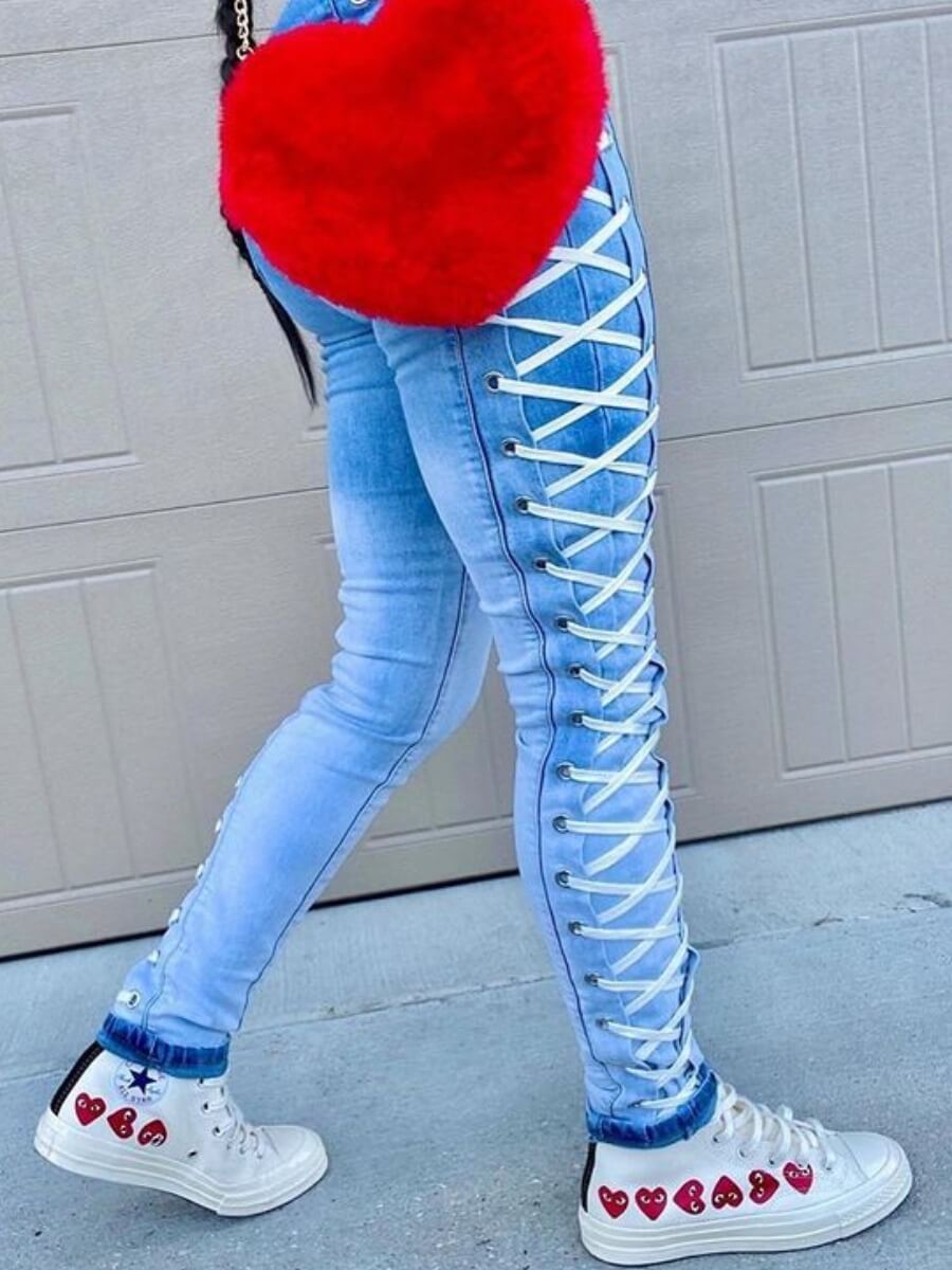 

Lovely Street Tie-dye Bandage Design Blue Jeans