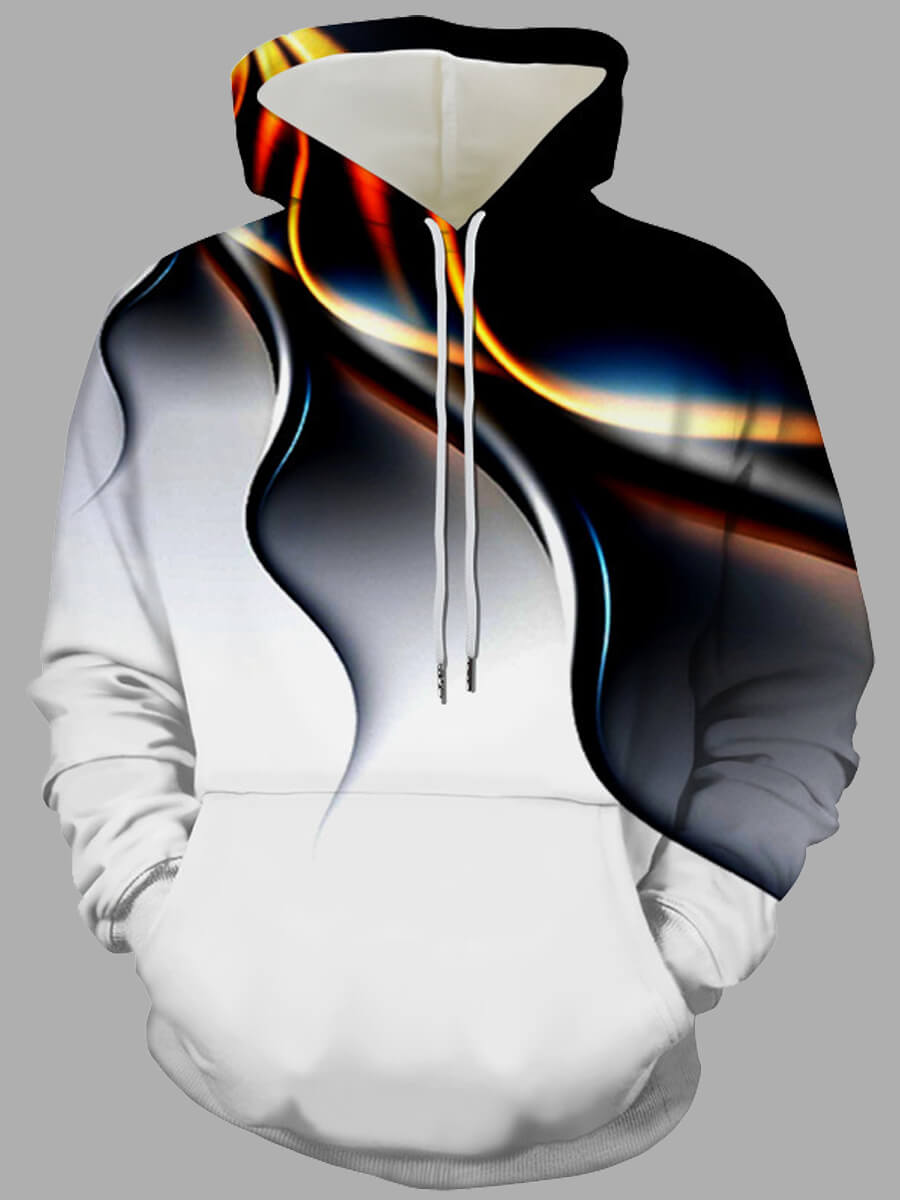 

Lovely Casual Gradient Kangaroo Pocket White Men Hoodie