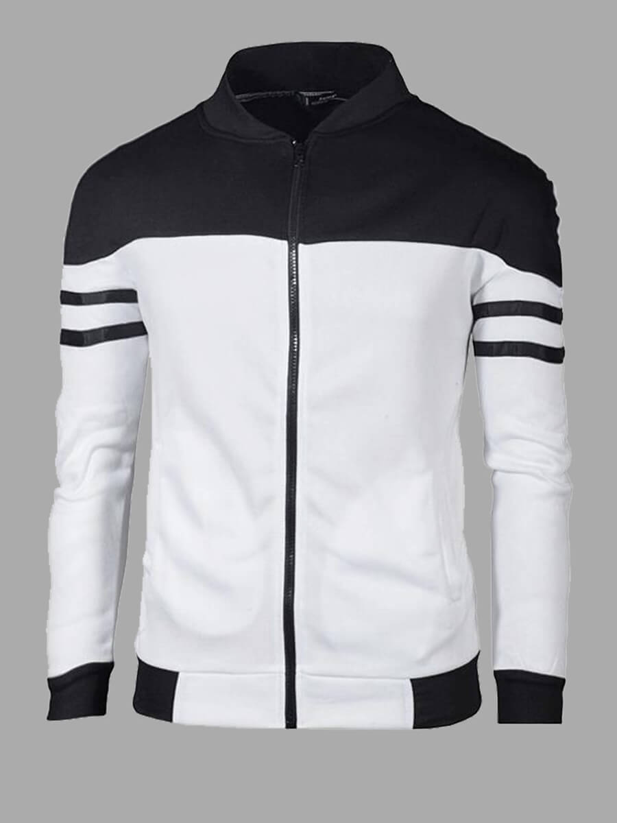 

Lovely Sportswear Color-lump Zipper Design Black Men Hoodie