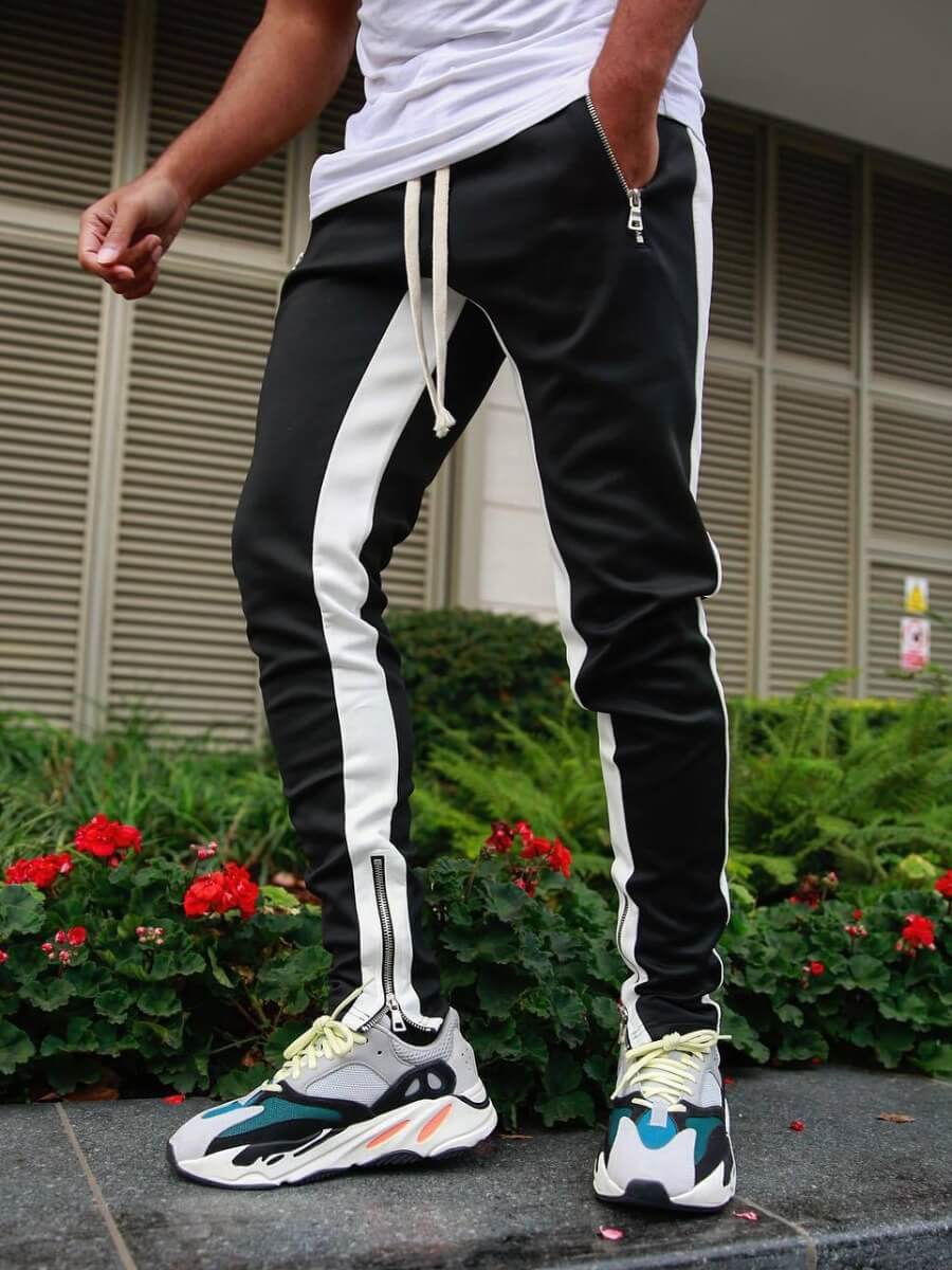 

Lovely Trendy Striped Zipper Design Black Men Pants