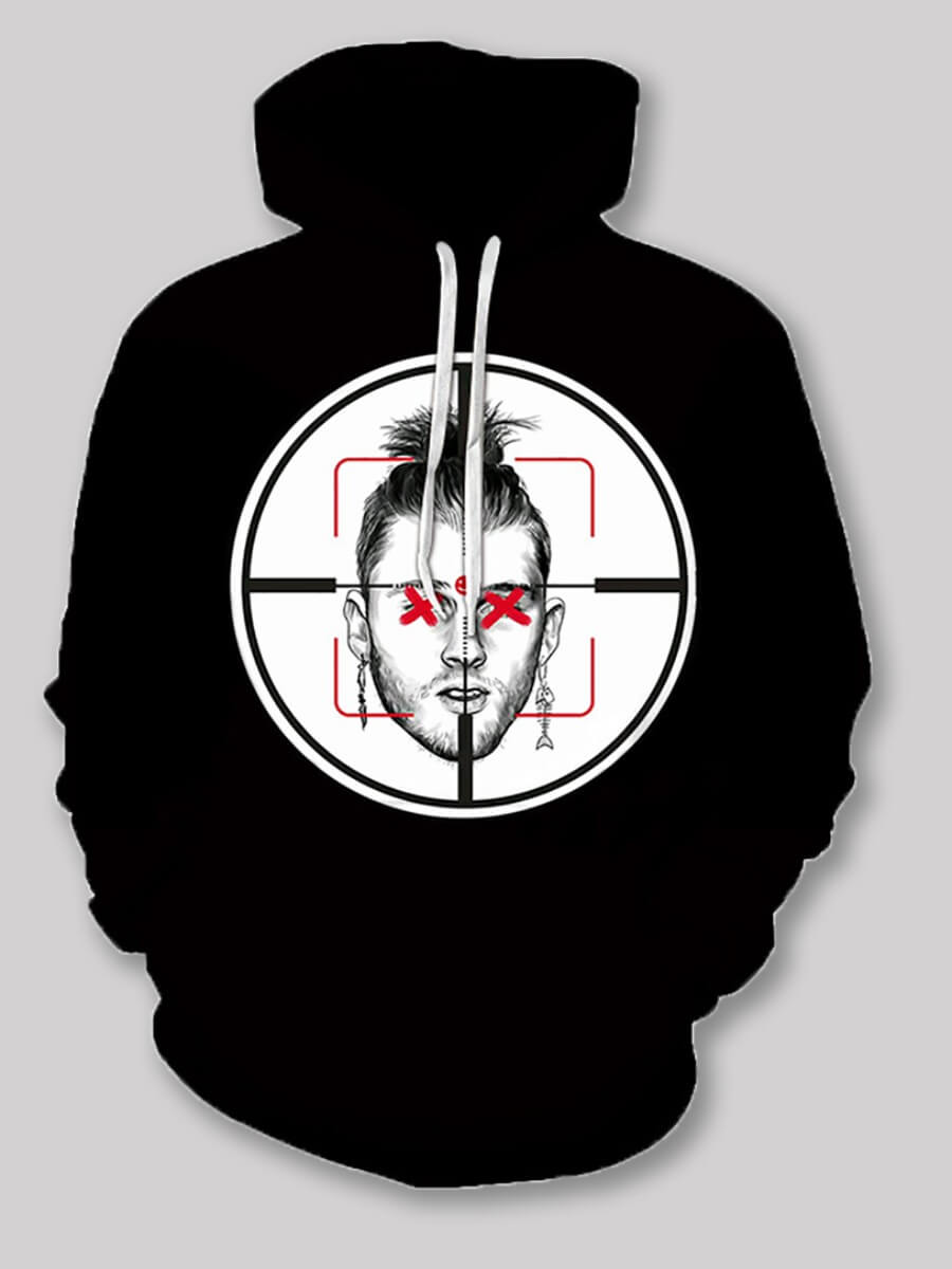 

Lovely Street Face Print Patchwork Black Boy Hoodie