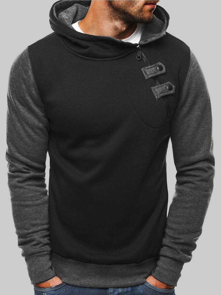 

Lovely Casual Hooded Collar Patchwork Black Men Hoodie