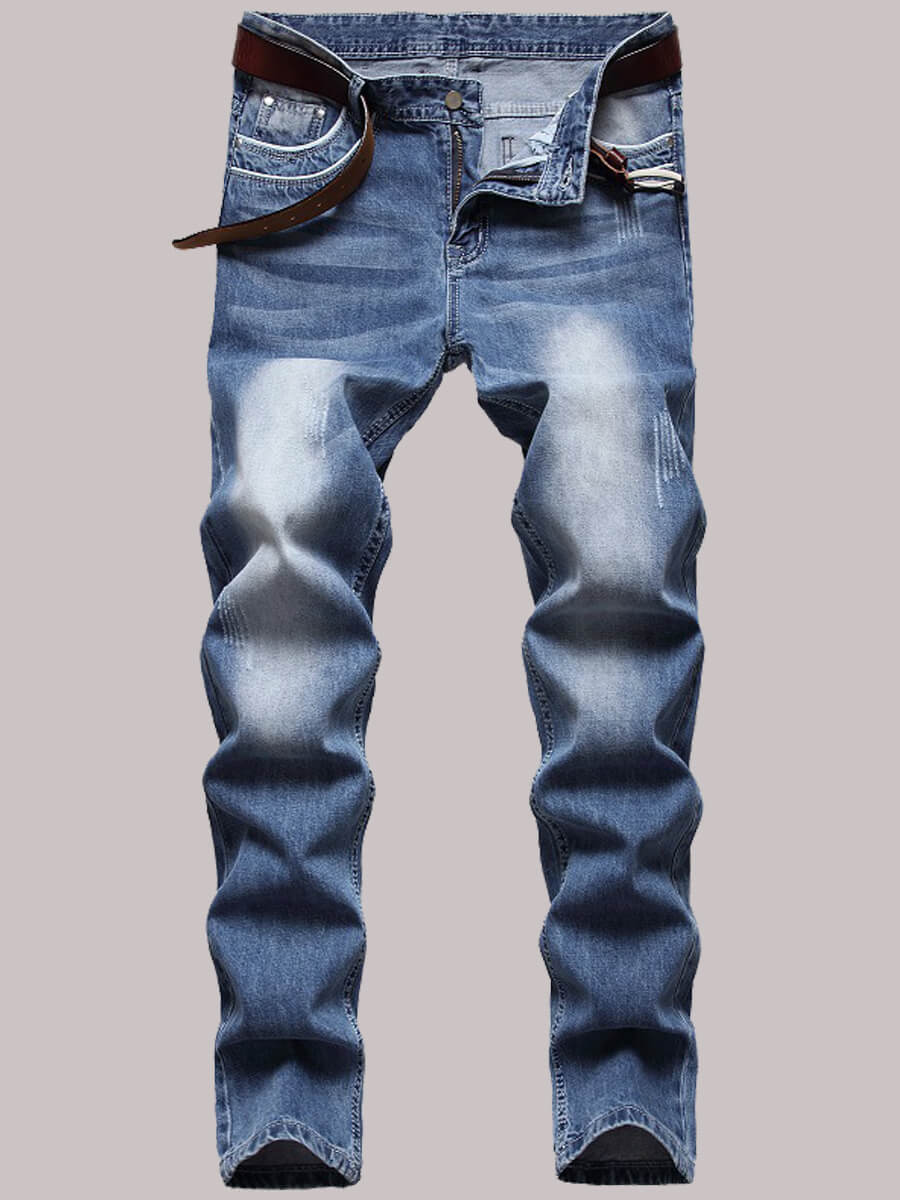 

Lovely Casual Mid Waist Tie-dye Blue Men Jeans