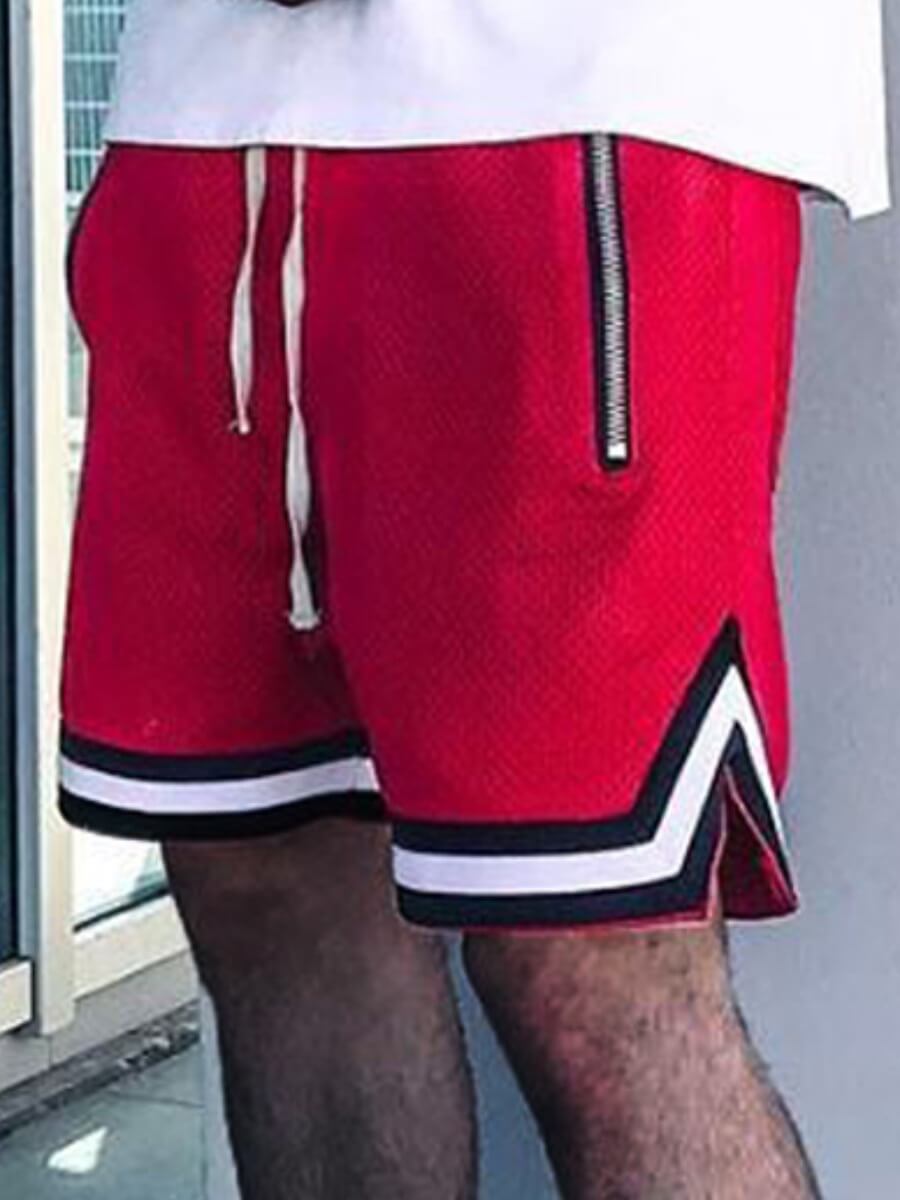 

Lovely Men Casual Striped Drawstring Red Shorts