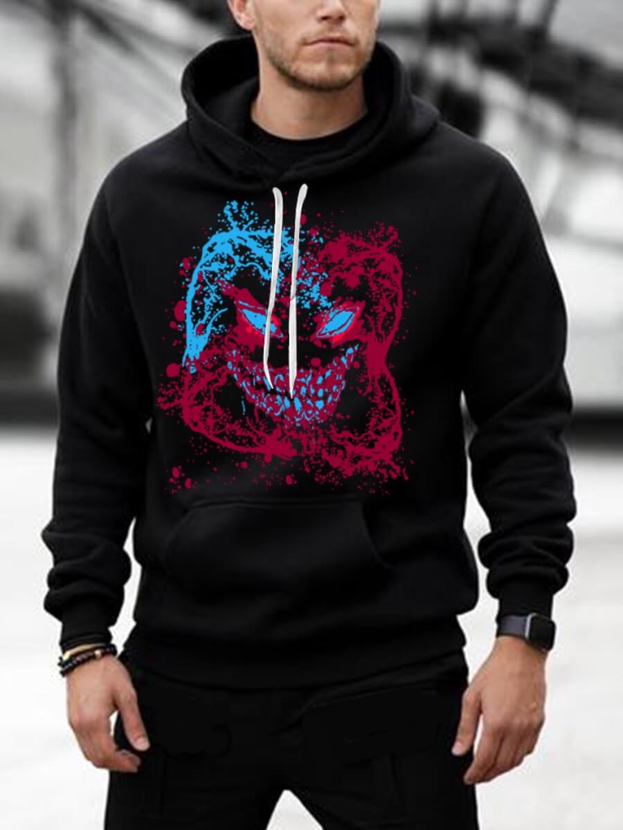 

Lovely Casual Hooded Collar Halloween Clown Print Black Men Hoodie
