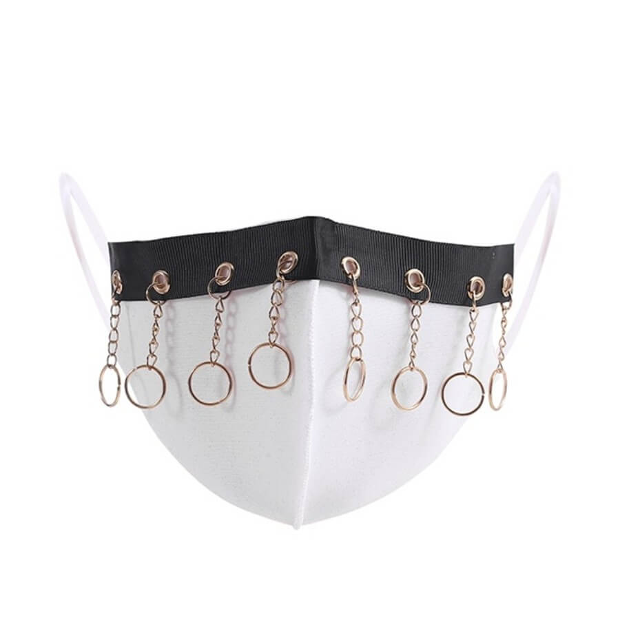 

Lovely Casual Metal Accessories Decoration White Face Mask