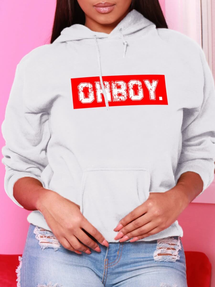 

Lovely Casual Hooded Collar Letter Print White Hoodie