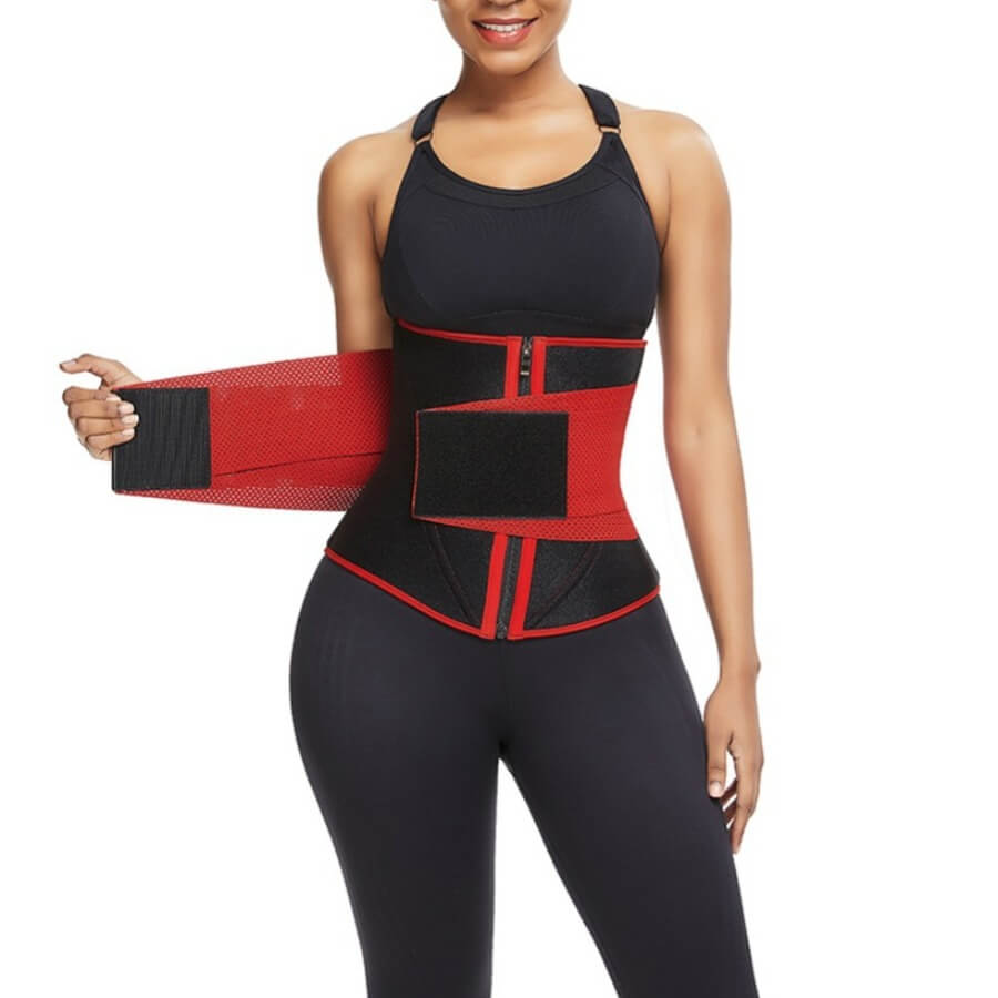 

Lovely Sportswear Color-lump Patchwork Red Waist Trainer