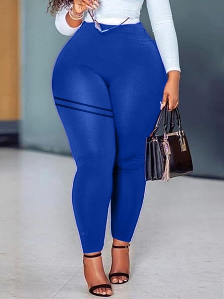 

Lovely Sportswear High-waisted Striped Blue Leggings
