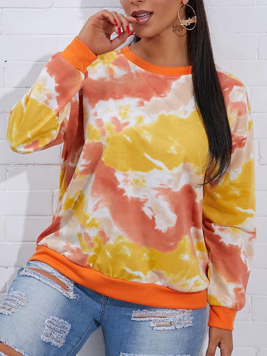 

Lovely Casual O Neck Tie-dye Croci Hoodie