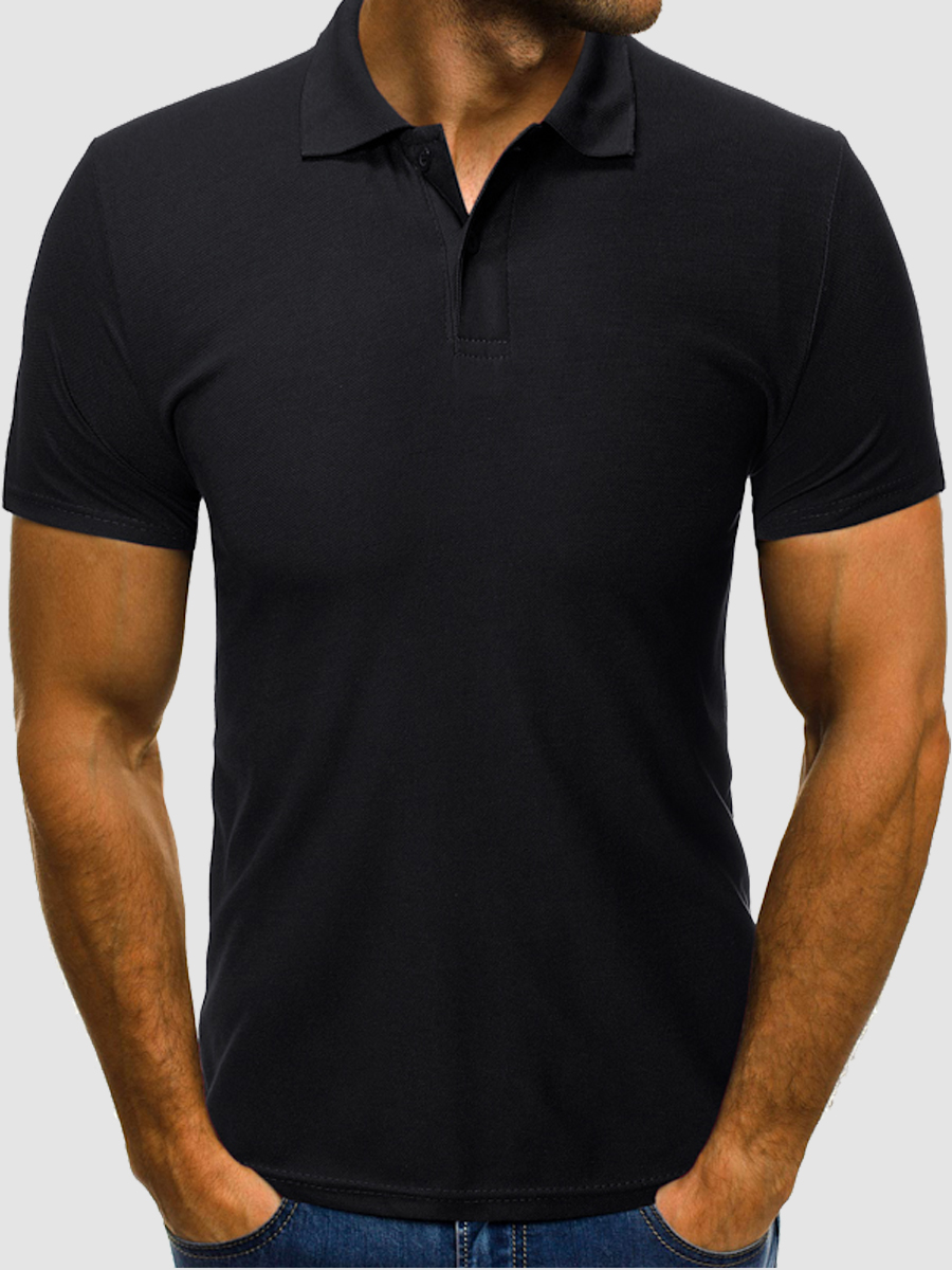 

Lovely Casual Turndown Collar Black Men Polo
