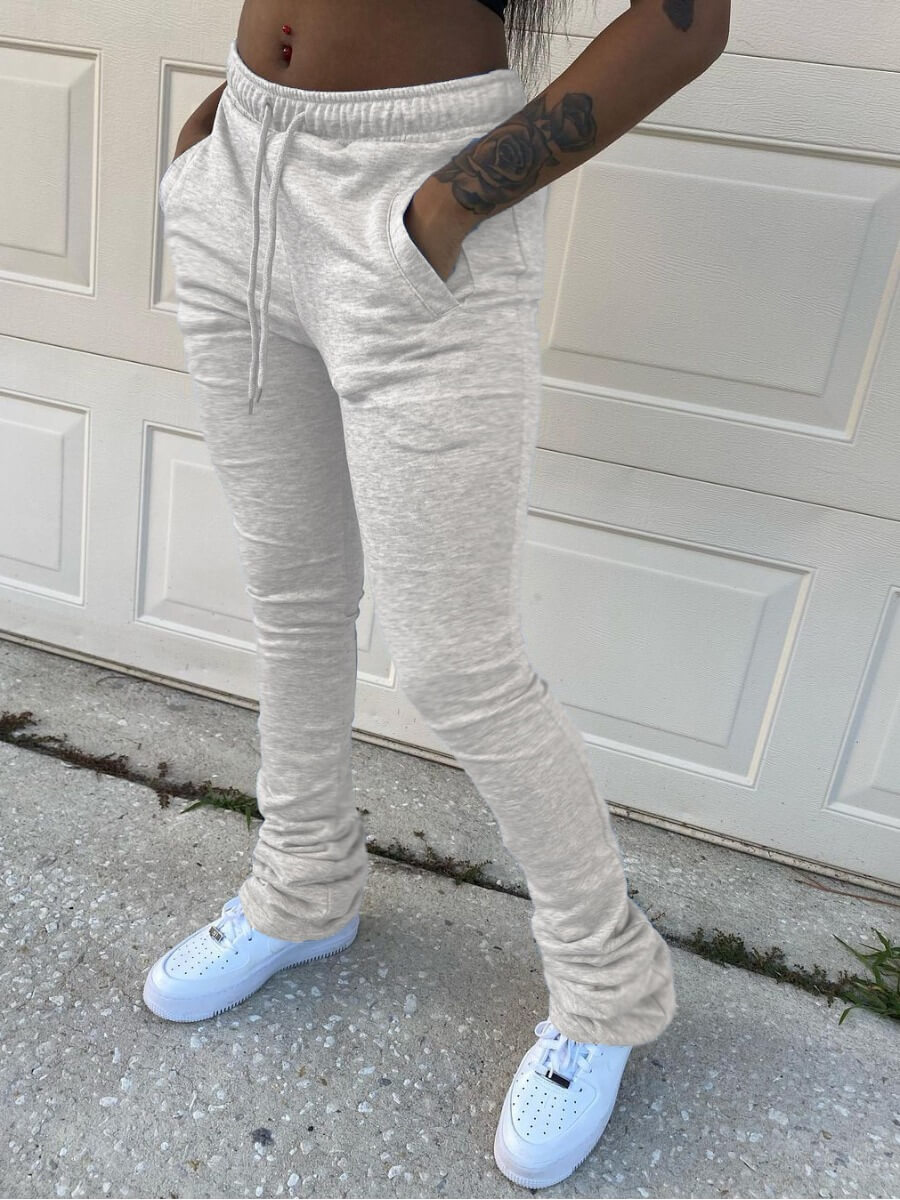 

Lovely Street Drawstring Fold Design Grey Pants