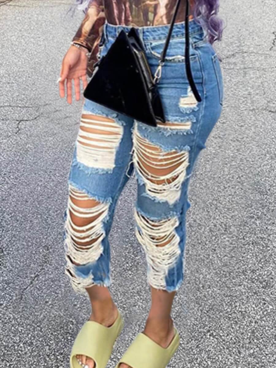 

LW Street Broken Holes Blue Jeans (No Stretch)