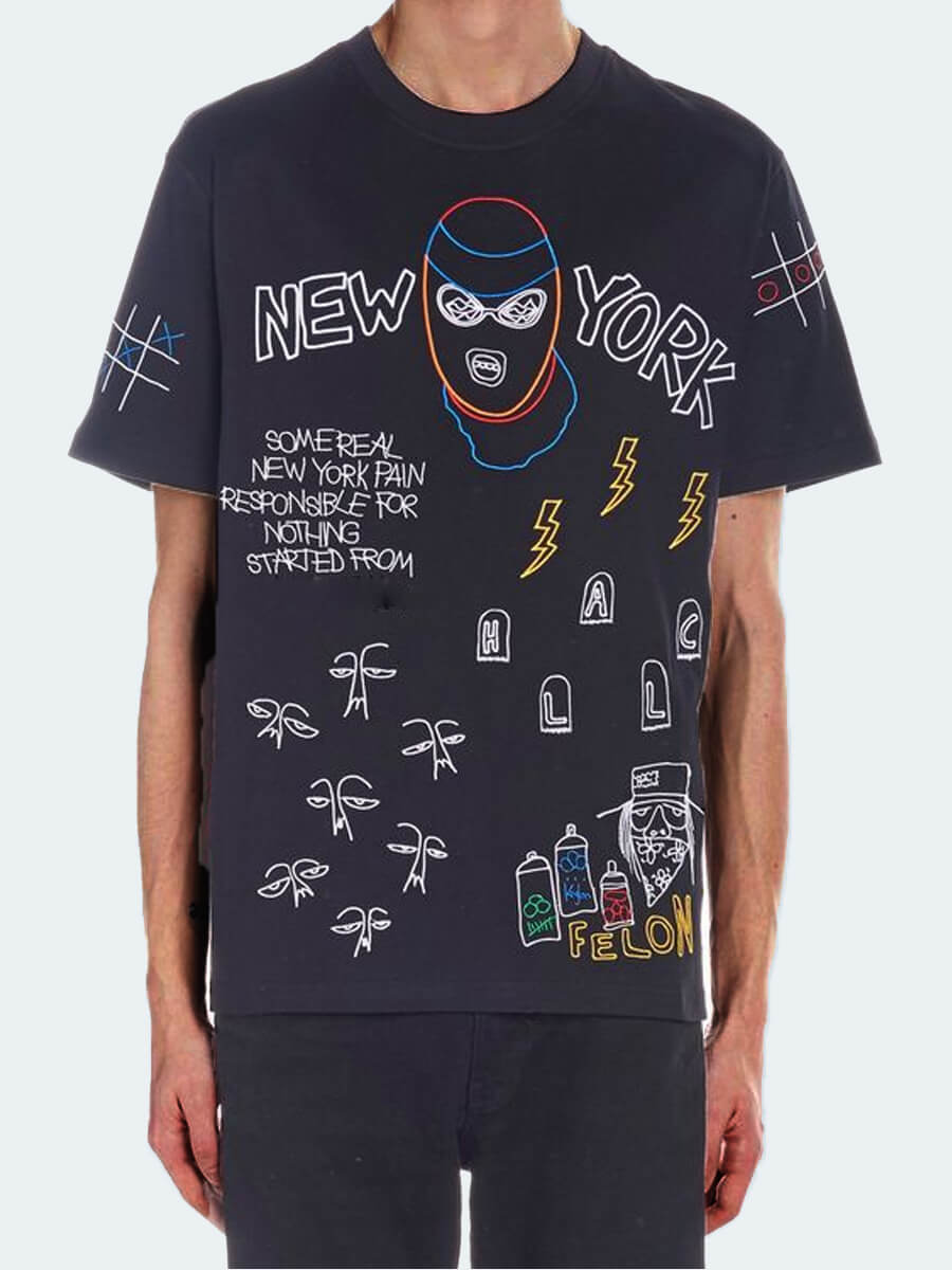 

Lovely Men Casual O Neck Letter Print Black T-shirt