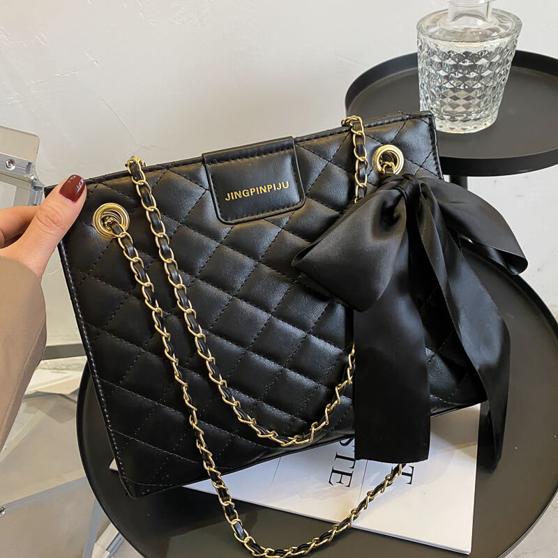 

Lovely Casual Patchwork Bow-tie Decoration Black Crossbody Bag
