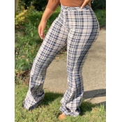 Lovely Street Flared Plaid Print Apricot Pants