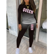 LW Gradient Letter Print Pants Set