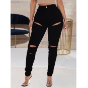 Lovely Street High-waisted Ripped Black Jeans