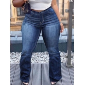 Lovely Street High-waisted Flared Deep Blue Jeans