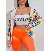 Lovely Street Hooded Collar Letter Print White Hoo
