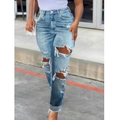 Lovely Street Broken Holes Baby Blue Jeans