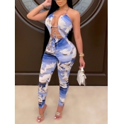 Lovely Sexy Backless Print Bandage Hollow-out Desi