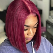 Lovely Trendy Bobo Wine Red Wig
