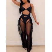 LW Hollow-out Flounce Design One-piece Swimsuit