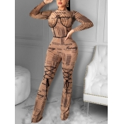 Lovely Stylish O Neck Letter Print Bandage Design 