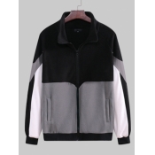 Lovely Men Casual Color-lump Pocket Design Black H