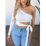 Lovely Chic One Shoulder Bandage Hollow-out Design