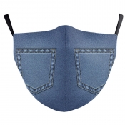 Lovely Trendy Pocket Print Baby Blue Face Mask