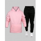 Lovely Men Casual Hooded Collar Kangaroo Pocket Pi